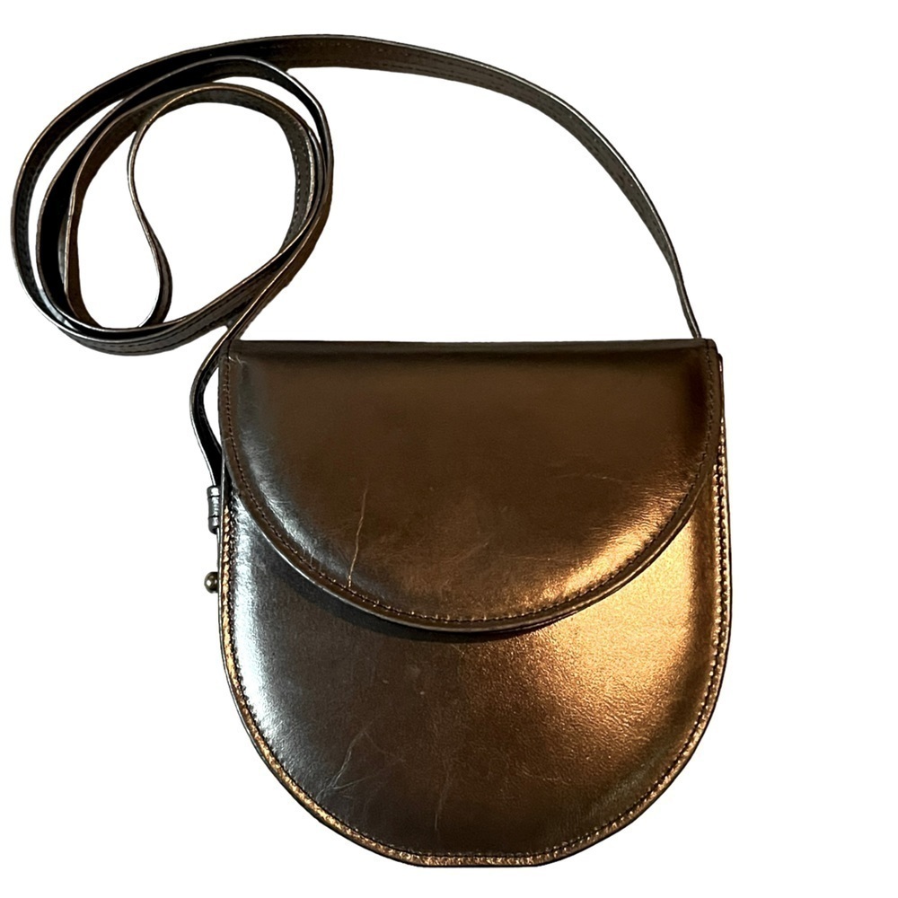*Creased* Charles Underwood Hand Glazed Kid Leather Metallic Crossbody Bag